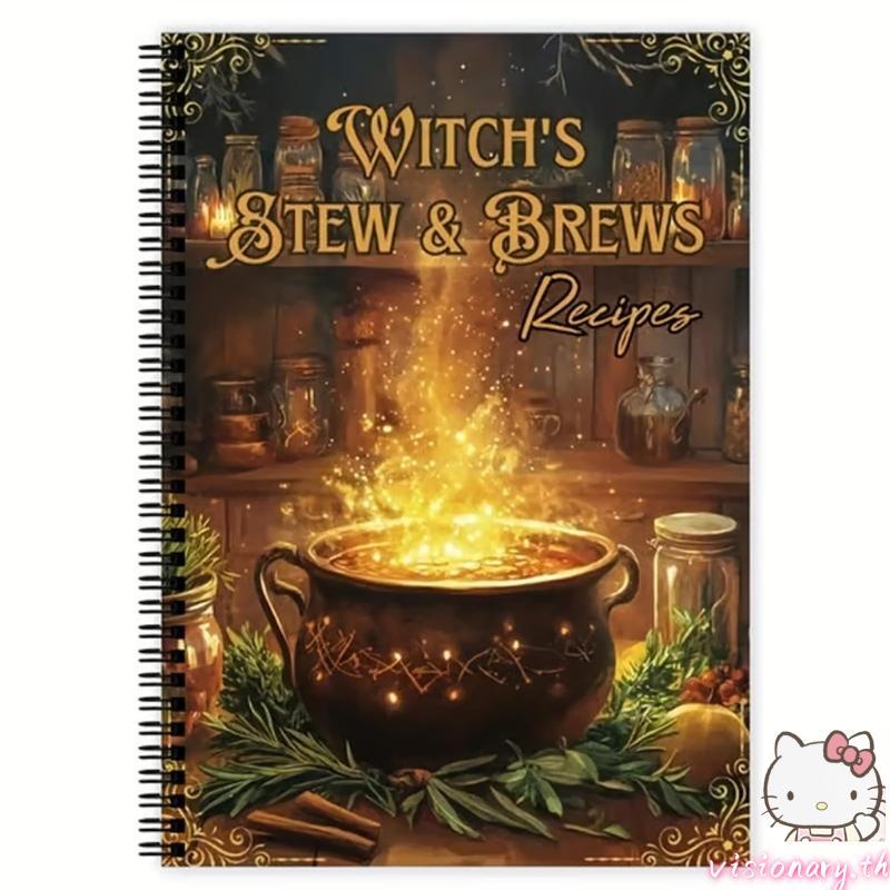 Vision Twin Wire Binding Witch s Stew and Brews Recipes คู่มือคู่มือลับแม่มดสําหรับฮาโลวีน 21x26 7 ซ