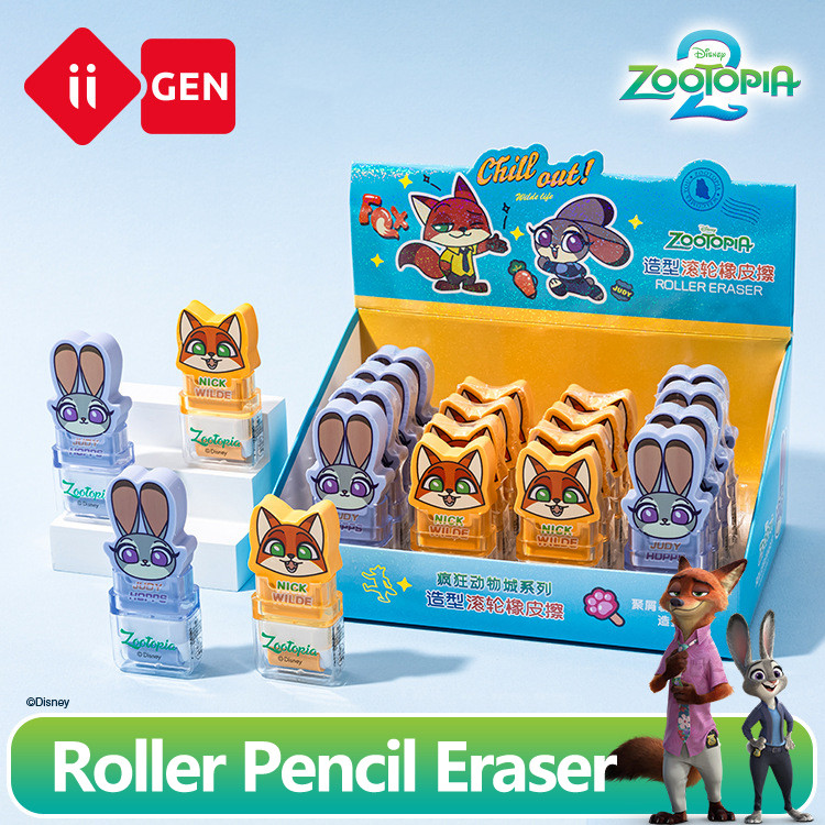1PCS IiGEN เครื่องเขียน Disney Zootopia ภาพการสร้างแบบจําลอง Roller ยางลบดินสอสําหรับเด็ก