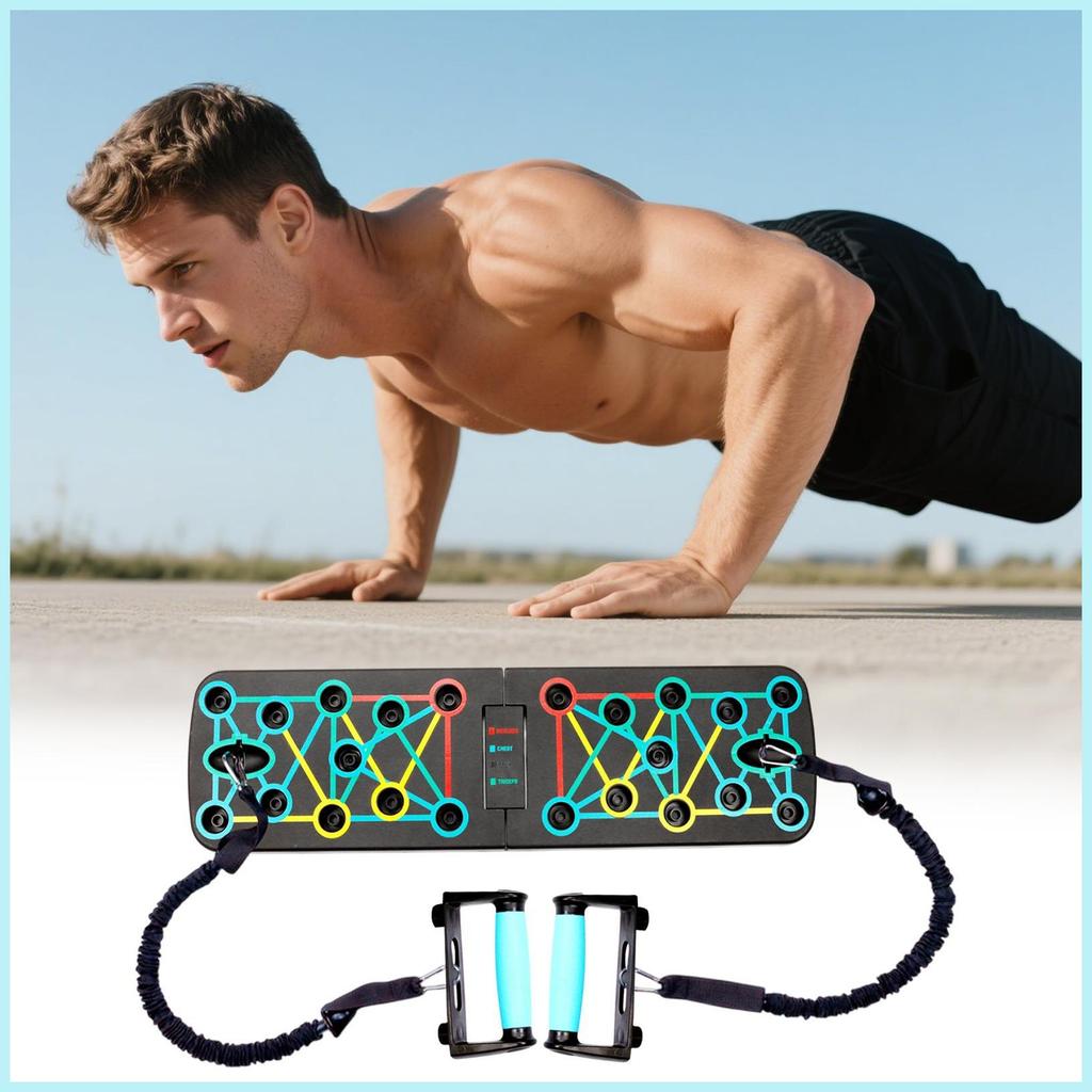 Push up Board Color-Coded Push-up Workout Board อุปกรณ์ออกกําลังกายแบบพับได้พร้อมวงดนตรีสําหรับหอพัก