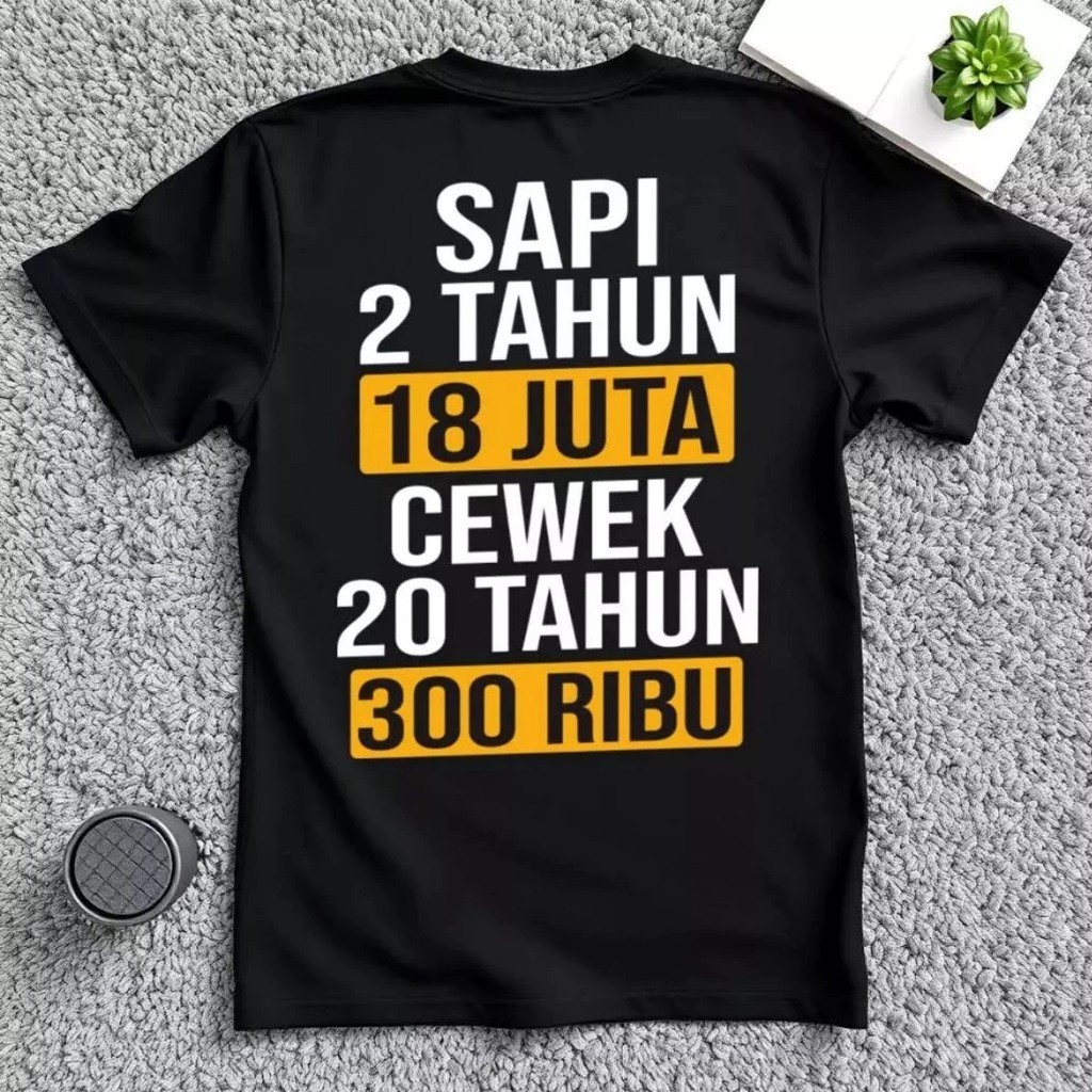 SAPTAKAOS Sindir Cow T-Shirt 2 Years 18 Million Distro Cotton Combed Shirt - เสื้อยืดพร้อมคํา