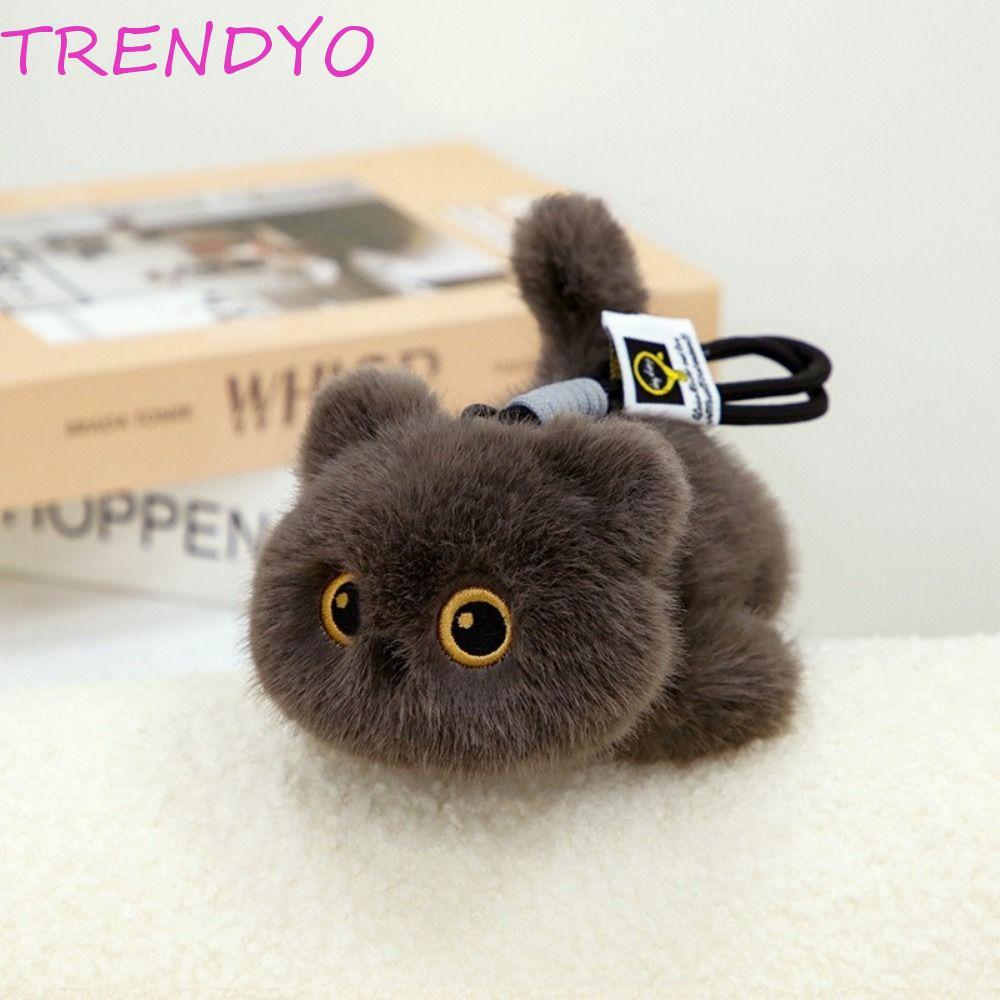 TRENDYO ของเล่นตุ๊กตาแมวจําลอง,ลูกแมวเหมือนจริงเนื้อการ์ตูนแมวของเล่นตุ๊กตา,สัมผัสเทียมยัดไส้น่ารักการ์ตูนแมวตุ๊กตาพวงกุญแจกระเป๋าเป้สะพายหลังจี้