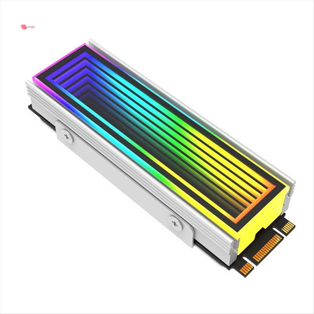 georg33M.2 ARGB หม้อน้ําคอมพิวเตอร์ 2280 SSD M2 หม้อน้ํา M2 ARGB หม้อน้ํา Endless Abyss Effect เงิน