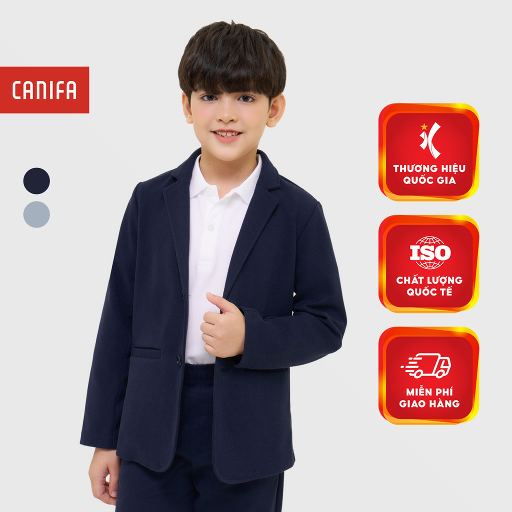CANIFA เบลเซอร์เด็กผู้ชายคอปกเสื้อกั๊กแขนยาว 2OT25W006