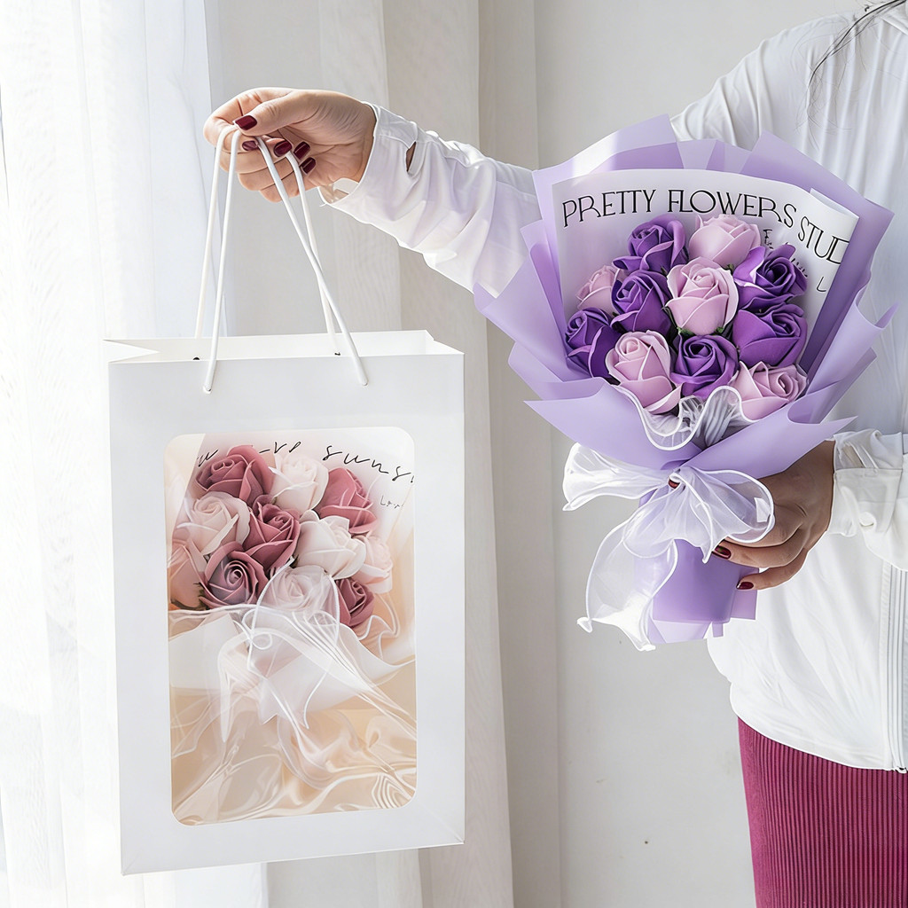 ช่อกุหลาบวันวาเลนไทน์ด้วยการออกแบบดอกไม้สบู่เทียมที่มีสีสันสำหรับของขวัญแฟนสาวโรแมนติก ราคา ถูกที่สุด ดีลบีเคเค แกลเลอรีภาพที่ 4