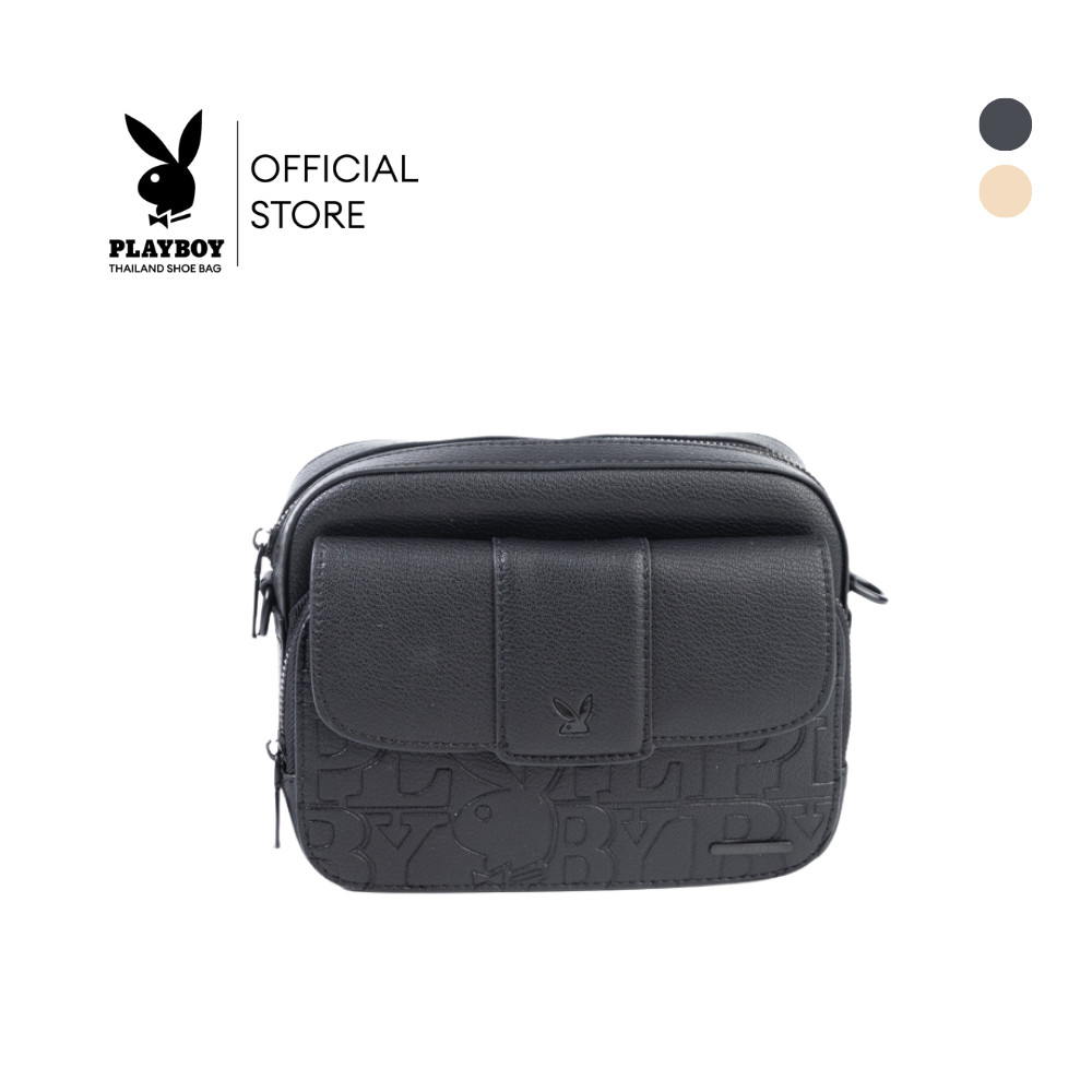 Playboy รุ่นAlpha Crossbody Bag กระเป๋าสะพายข้างผู้ชายรหัสST-B261PBM337ดีไซน์ทรงกล่องปั้มโลโก้ มี2สี
