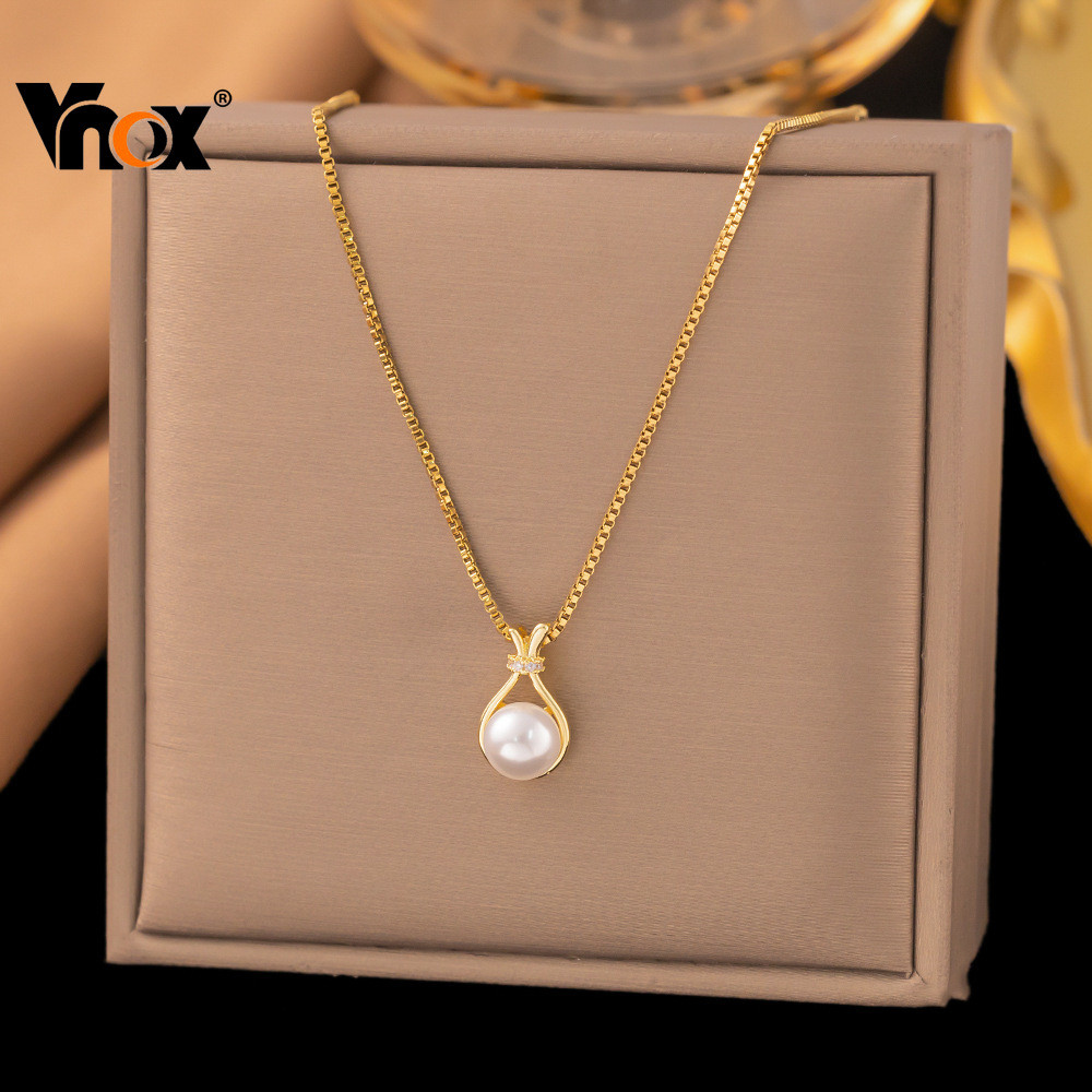 VNOX วีน็อกซ์ สร้อยคอมุกเทียมคุณภาพดี สำหรับผู้หญิง ในสไตล์สมัยใหม่และราคาประหยัด เป็นของขวัญพิเศษ