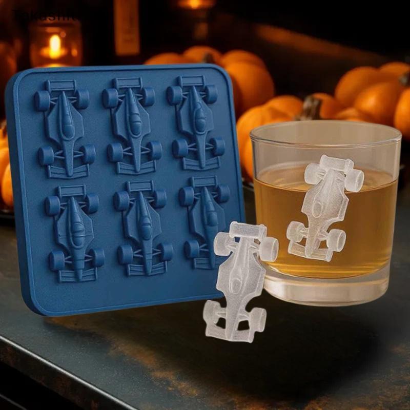 (Takashitree) 6-Cavity Racing Car Ice Mold Ice Mold, Silicone Racing Car Jelly Mold 3d Race Car Tumb