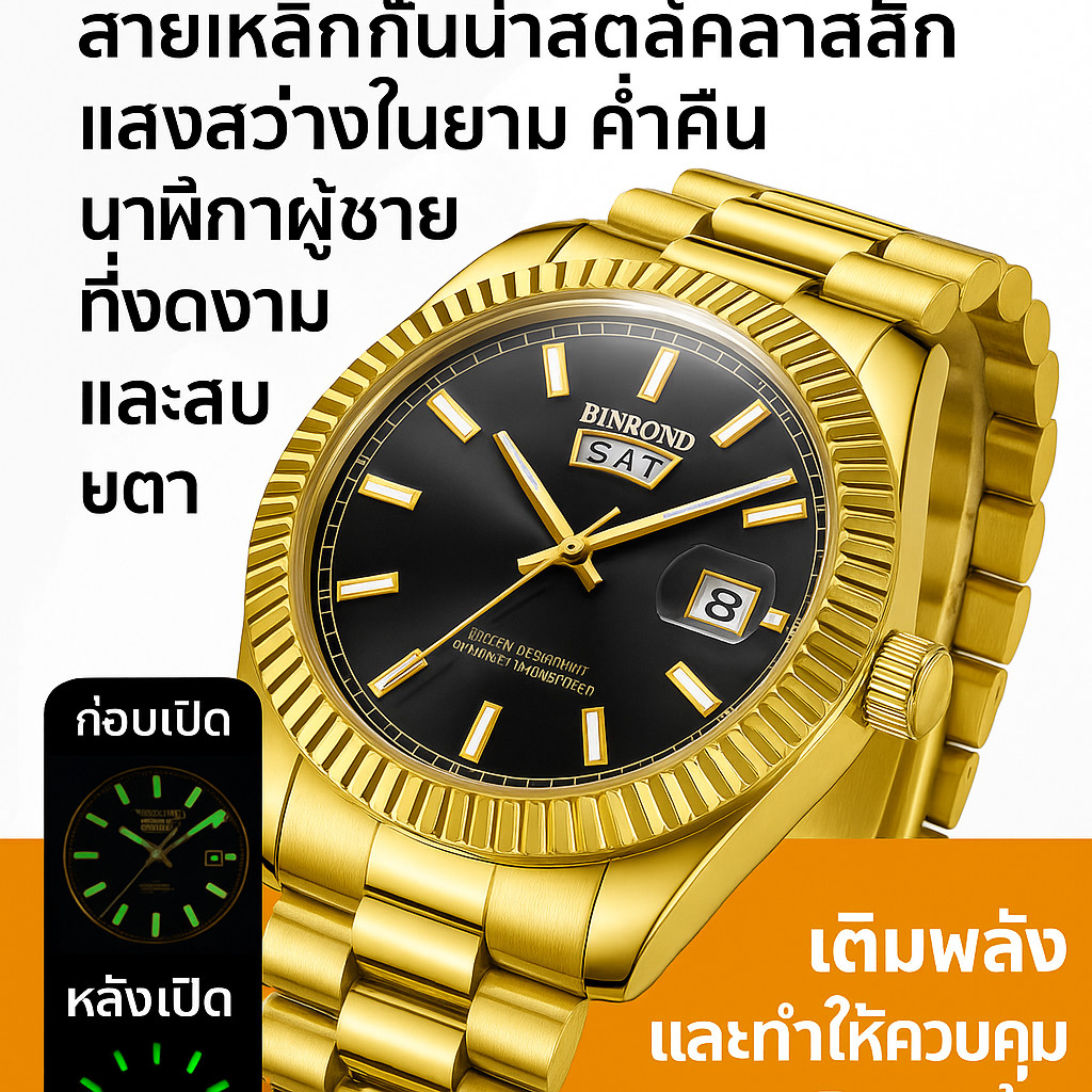 【กันน้ำได้】JS นาฬิกาข้อมือผู้ชาย สองปฏิทิน สายสเตนเลส แบบคลาสสิค สวมใส่สบาย / นาฬิกาผู้ชาย / กันน้ำ / สายสเตนเลส / สองปฏิทิน / แบบคลาสสิค
