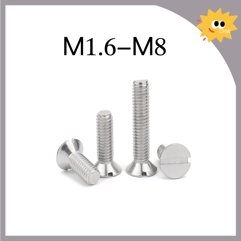 GB68 304 สแตนเลส one-word slot consunk หัวสกรู slotted แบนหัวสกรู M1.6M2M2.5M3M4M5M6M8M10CHW