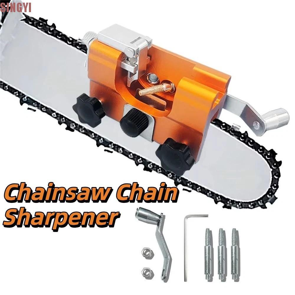 SINGYI HAND-cranked CHAIN เครื่องบด,สําหรับเลื่อยโซ่ Hand Chain Sharpener, 3 ชิ้น Sharpening หัวแบบพ