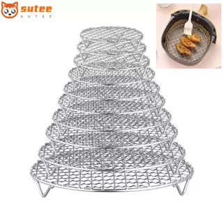 SUTEEE ชั้นวางทอดอากาศ, สแตนเลสพร้อมตะแกรงเท้า, ทนทานรอบวางซ้อนกันได้ Steam Baking Rack Home Kitchen เตาอบ Steamer Cooker