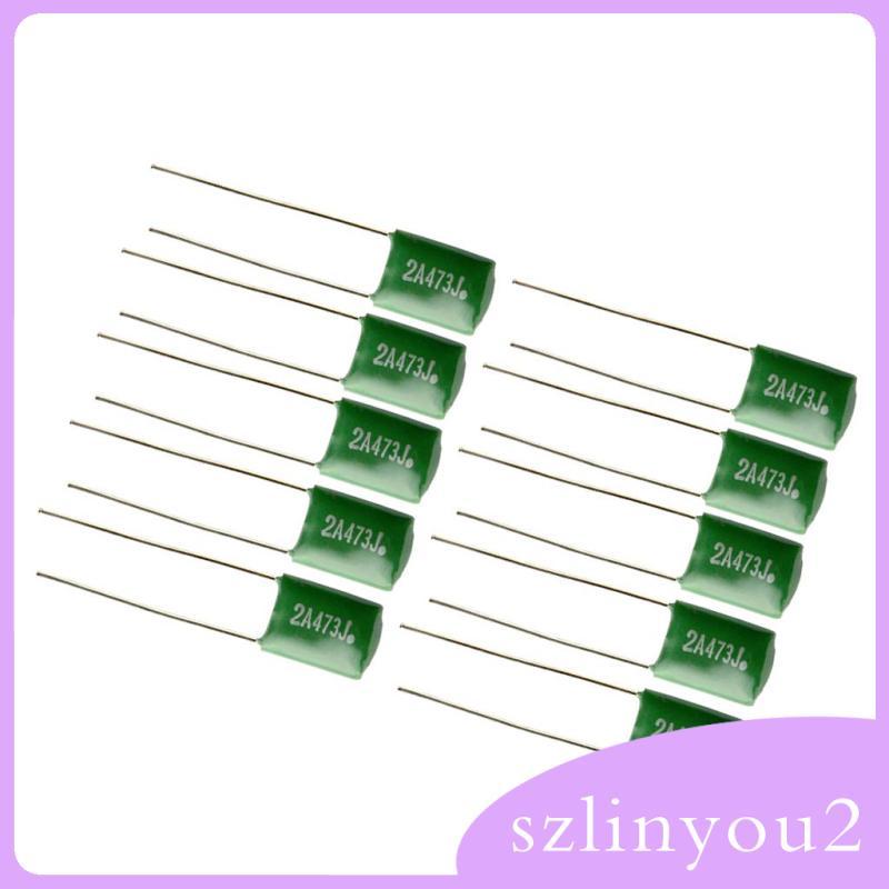 [szlinyou2] 10 ชิ้น 0.047/2A473J ตัวเก็บประจุ DIY สําหรับกีตาร์ไฟฟ้าเบสหมวกสีเขียว