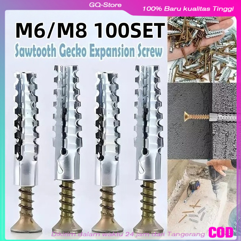 เนื้อหา 100 ชุดสลักเกลียวผนังสกรู M6/M8 mm Anchor Wall Bolts Wall Anchor สกรูผนัง Wall Anchor GQ