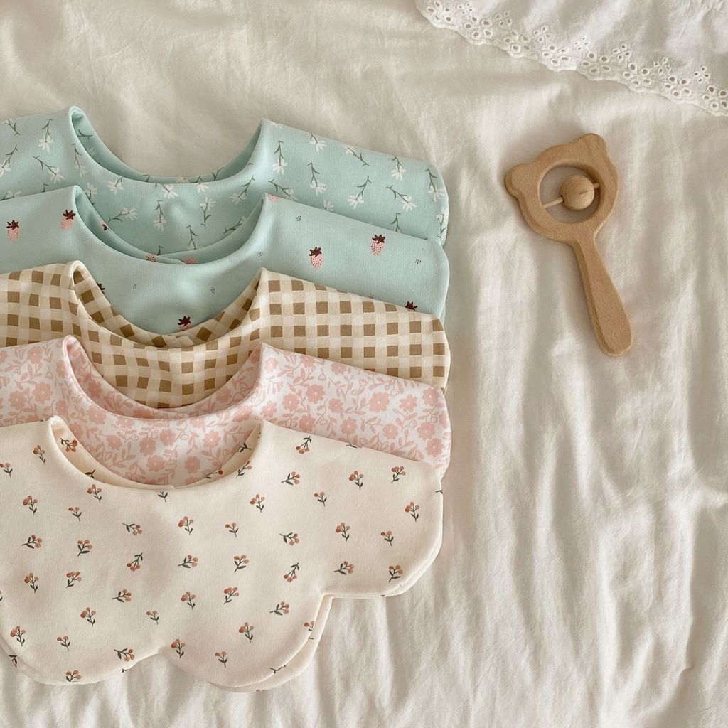 เวอร์ชั่นเกาหลี Baby Double-Sided Petal Saliva Towel ผ้าฝ้ายแท้เสริมอาหาร Bib