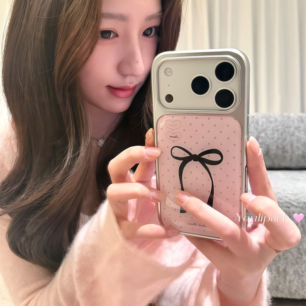 สีชมพู Polka Dot Bow เคสโทรศัพท์ Drop-Resistant สําหรับ iPhone 17 Promax 16 Promax 15 Promax 11 12 13 14plus 15plus 16e 16plus 15pro 17air