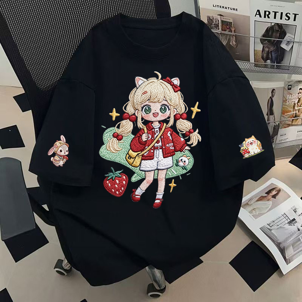 Momotee📦 สื้อยืด oversize เสื้อแฟชั่น เกาหลี โคตรนุ่ม ผ้าคอตตอน ลาย 