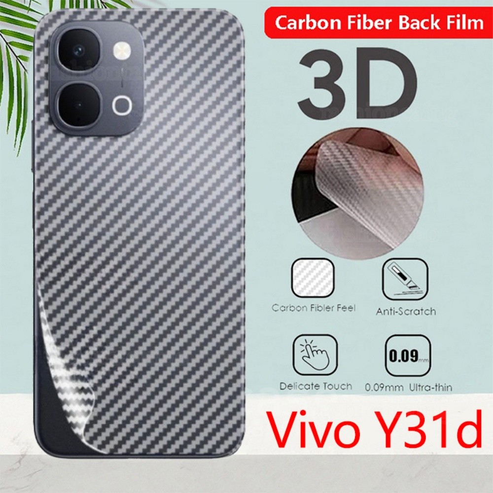 Anti Slip คาร์บอนไฟเบอร์ป้องกันด้านหลังป้องกันหน้าจอกลับฟิล์มสําหรับ Vivo Y31d Y21d Y31 Y21 DY 31d Y 21d VivoY31 d VivoY31d VivoY21d 4G 5G ไม่กระจกนิรภัย