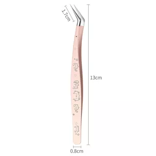 YENESTE แหนบขนตาปลอม, สแตนเลสความแม่นยําสูง Lashes Extension Tweezer, Professional พร้อมหนังการ์ตูน Anti-static Eyelash Curler Extensions Grafting