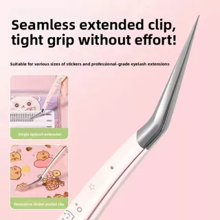 YENESTE แหนบขนตาปลอม, สแตนเลสความแม่นยําสูง Lashes Extension Tweezer, Professional พร้อมหนังการ์ตูน Anti-static Eyelash Curler Extensions Grafting