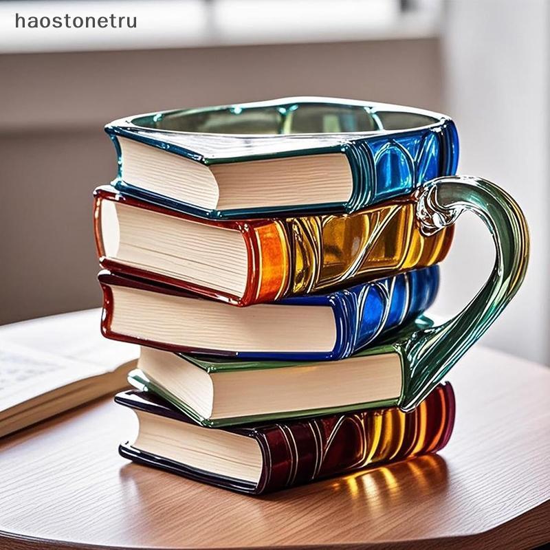 OST ทาสีหนังสือแก้ว 11oz ความแปลกใหม่ 3d ทาสีหนังสือแก้วกาแฟที่ไม่ซ้ํากันที่มีสีสันเรซิ่นหนังสือ Sta ถ้วยกาแฟคอลเลกชันของขวัญ N