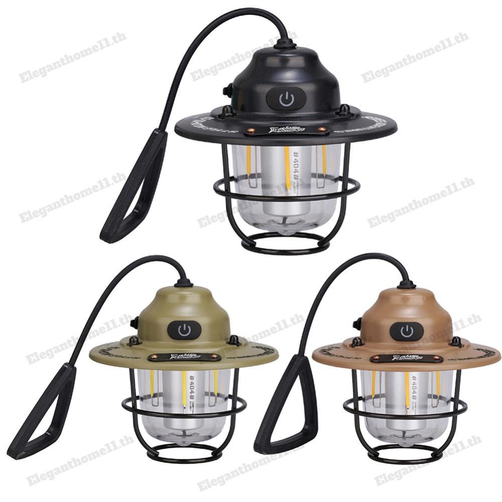 LED Camping โคมไฟหรี่แสงได้ Camping Light ประเภท C ชาร์จ Retro Camping Light มัลติฟังก์ชั่น IPX4 กัน