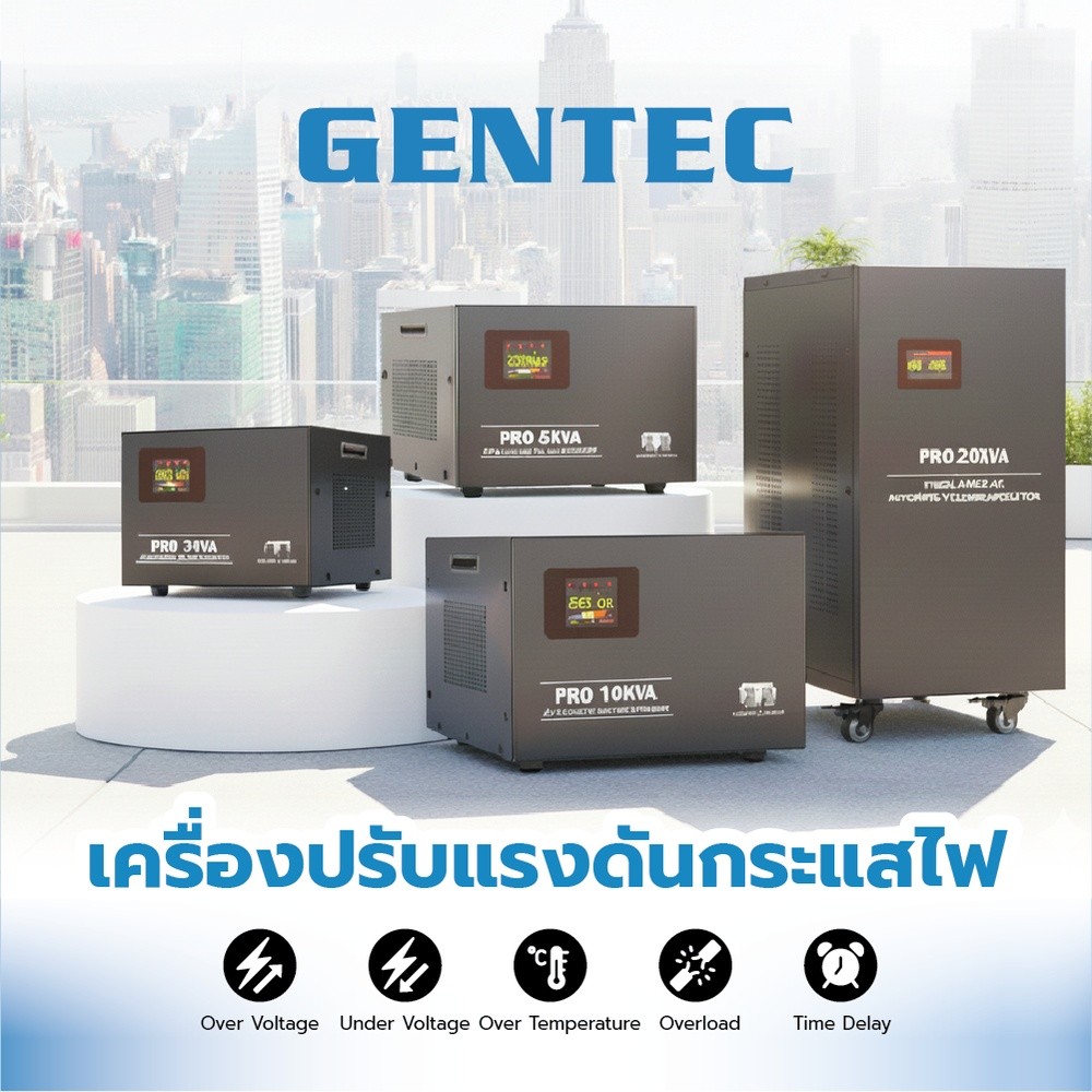 GlobalHouse Gentec  เครื่องปรับแรงดันกระแสไฟ ขนาด 20KVA รุ่น PRO-20KVA สีดำ