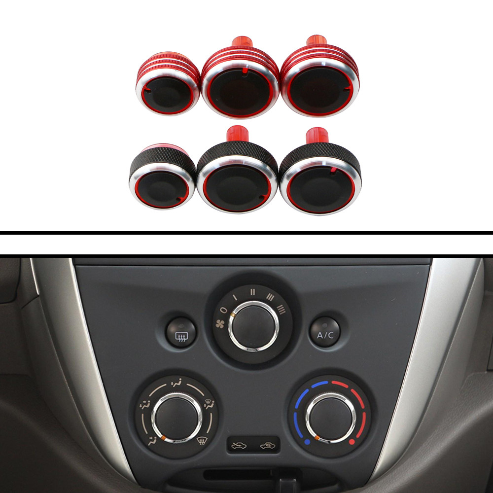 สําหรับ Nissan March Versa ใหม่ Sunny AC ลูกบิด 3 ชิ้นเครื่องปรับอากาศลูกบิดความร้อนสวิทช์ควบคุมอลูมิเนียมปุ่มรถอุปกรณ์เสริม