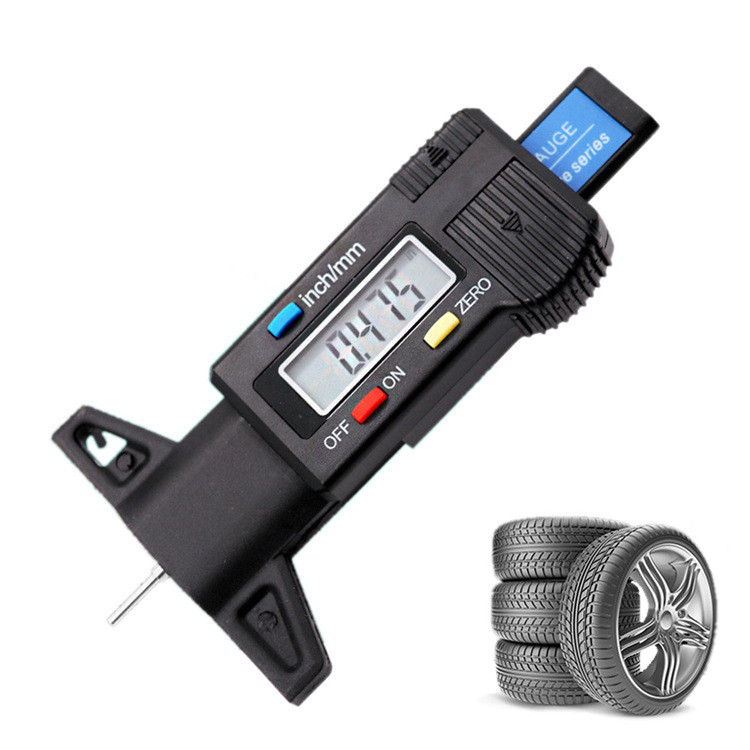 เครื่องวัดความลึกเส้นล้อแบบดิจิตอล ความแม่นยำสูง LCD สำหรับรถยนต์