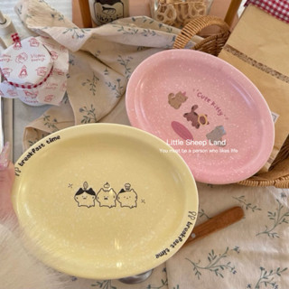 จาน จานเซรามิกส์ จานขนมหวาน insรูปแมวดาวน่ารัก สไตล์เกาหลี  …