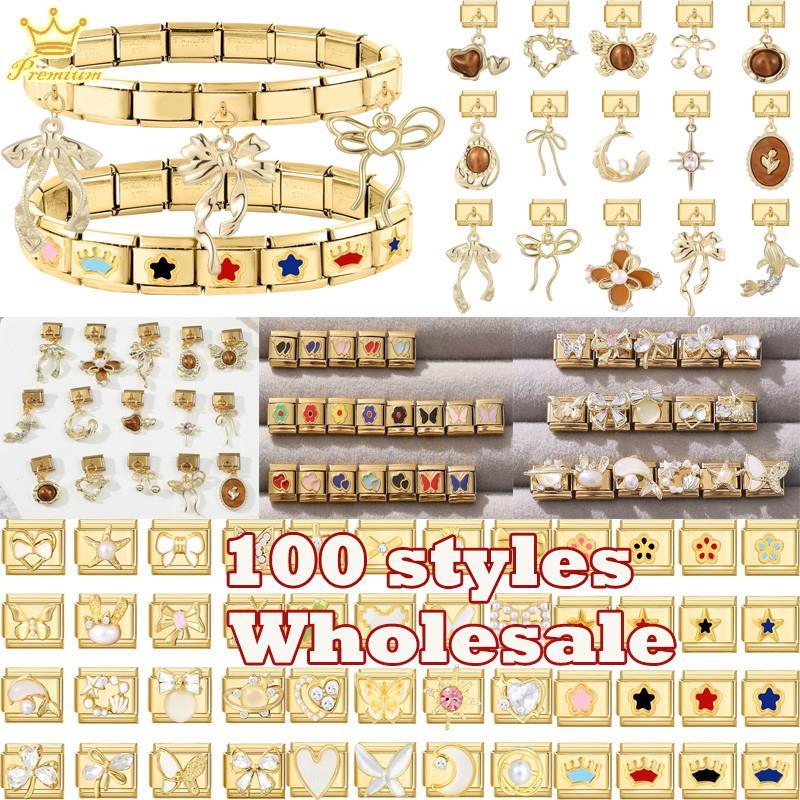 Vintage Golden Love Heart อิตาเลี่ยน Charms Fit 9 มม.สร้อยข้อมือสแตนเลส Diy เครื่องประดับทําของขวัญสําหรับผู้หญิง