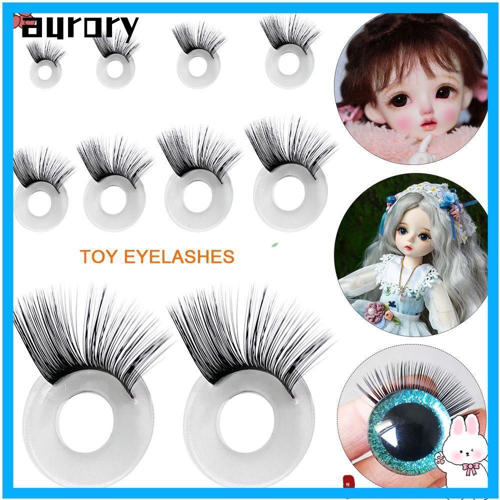 AURORY ขนตาตุ๊กตา,สีดํา DIY ขนตาปลอม,ทําด้วยมือ 9-30 มม.ทําซ่อมของเล่นขนตาสําหรับ Blythe