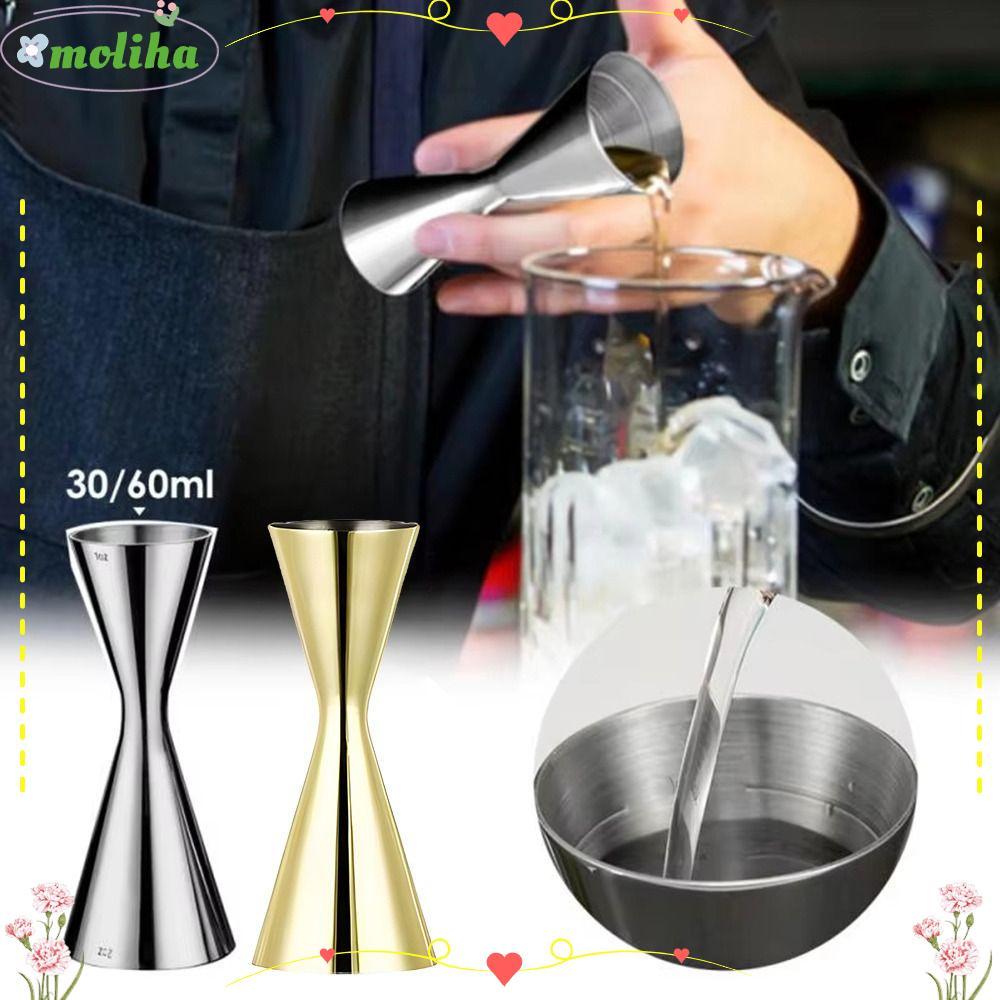 MOLIHA วัด Jigger, 2oz 1oz Dual Shot Mug Shaker, หนา 304 สแตนเลสสไตล์ญี่ปุ่นวัดถ้วย Barware