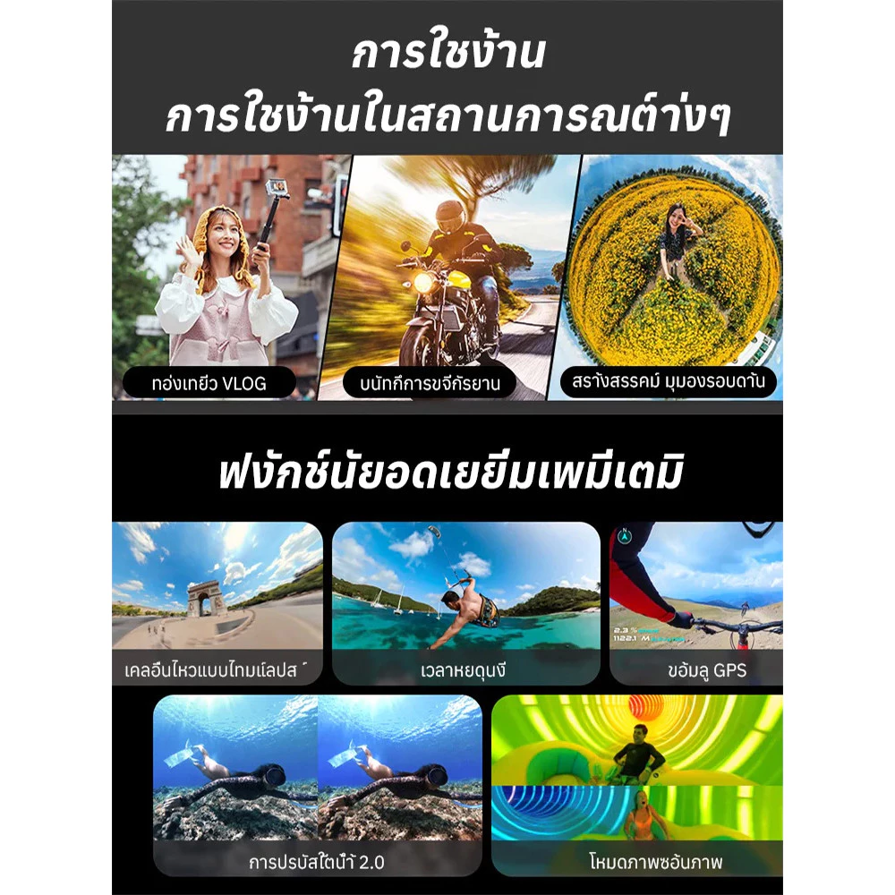 กล้องแอคชั่น JC 4K กันน้ำ IP68 กันสั่น WiFi สำหรับดำน้ำ ปั่นจักรยาน thumbnail 4