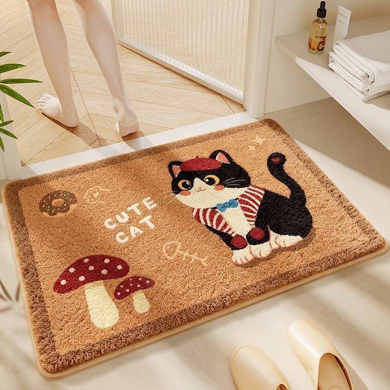 Cartoon Bathroom Absorbent Floor Mat Bathroom Cashmere Mat Non-Slip Household Foot Mat Bathroom Door