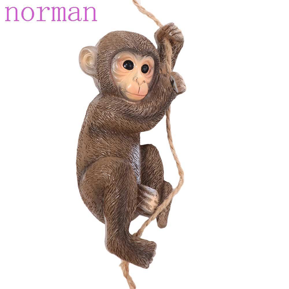 NORMAN ลิงแขวนเครื่องประดับ,งานฝีมือเรซิน Weatherproof Garden Climbing Monkey ตุ๊กตา,ทนทานน่ารัก Handmade รูปปั้นสัตว์แขวนพืช