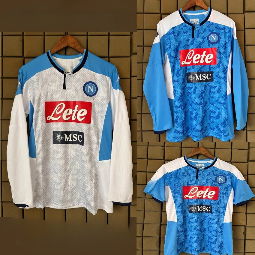 ชุดกีฬาฟุตบอล Retro Napoli สีฟ้าแขนสั้น สำหรับคนไทย ไซส์ S-2XL