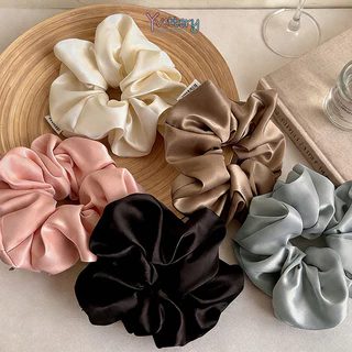 ร้านค้าไทย🌸ยางรัดผมสไตล์ฝรั่งเศส วินเทจ สีพื้น ทำจากผ้าซาติน ยืดหยุ่นสูง ดีไซน์เรียบง่าย มีลวดลาย