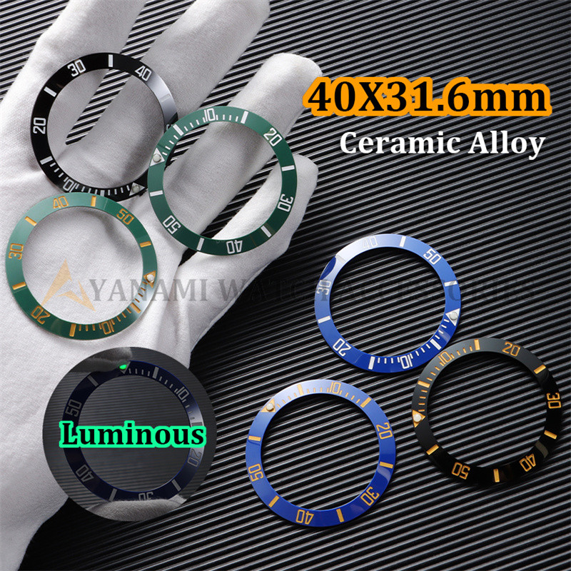 40 มม.เซรามิคนาฬิกา Bezel Luminous ใส่แหวน Slope สําหรับ Rolex Submariner น้ํา Ghost นาฬิกานาฬิกาเปล