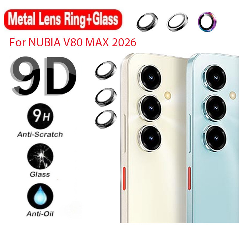 ป้องกันหน้าจอสําหรับ ZTE NUBIA V80 MAX 5G 4G ใบมีด V80 Max Design Pro 2026 ตําแหน่งโลหะกล้องกลับเลนส์ Protector กระจกนิรภัยป้องกันรอยขีดข่วนแหวนฝาครอบฟิล์ม
