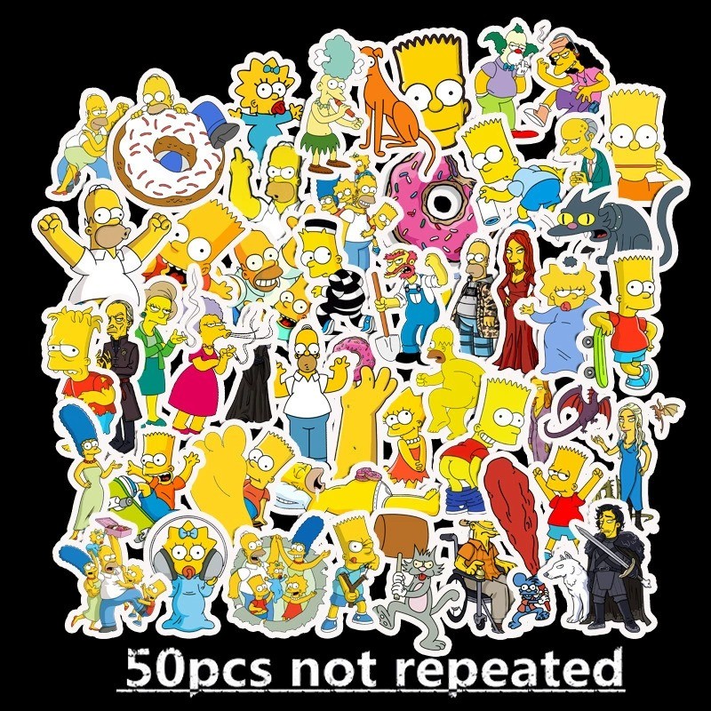 ✨พร้อมส่ง✨New The Simpsons 50แผ่น  พีวีซี กันน้ำ สติ๊กเกอร์ Simpson USA CARTOON Sticker เดอะซิมป์สันส์