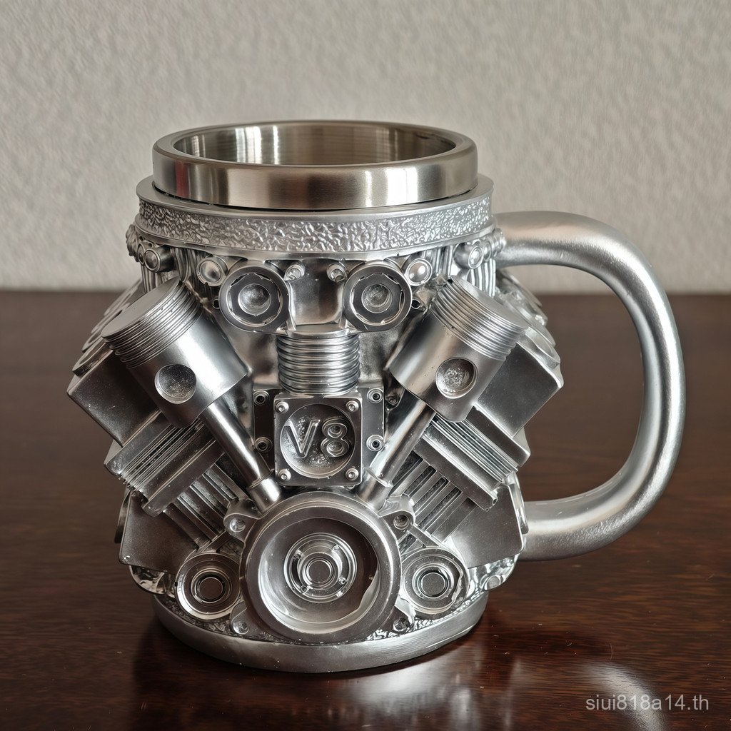 Creative V8 เครื่องยนต์เครื่องยนต์แก้ว Mechanical เรซิ่นหัตถกรรมถ้วยกาแฟ V6 ที่ระลึก J1Y4
