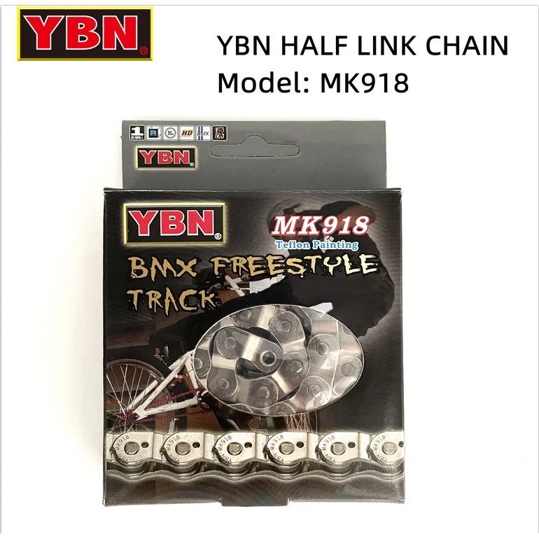 YBN BMX โซ่จักรยานแบบความเร็วเดียว MK918 ขนาด 102L เหมาะสำหรับจักรยานเกียร์คงที่