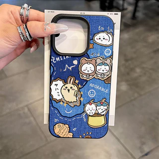 เคสหนังลายสุนัขคู่รักสุดเท่ ลายกระต่าย สีเทียนชินจังสำหรับ IPhone 16 11 13 15 12 14 Pro Max XR XS X Max 16 15 7 8 Plus