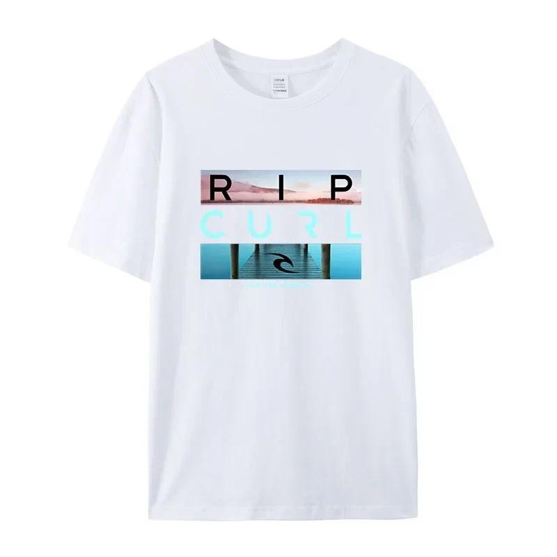 เสื้อยืดชาย Rip Live Search Beauty Curl โลโก้ สำหรับฤดูร้อน สไตล์ใหม่ คุณภาพยอดเยี่ยม สีขาว