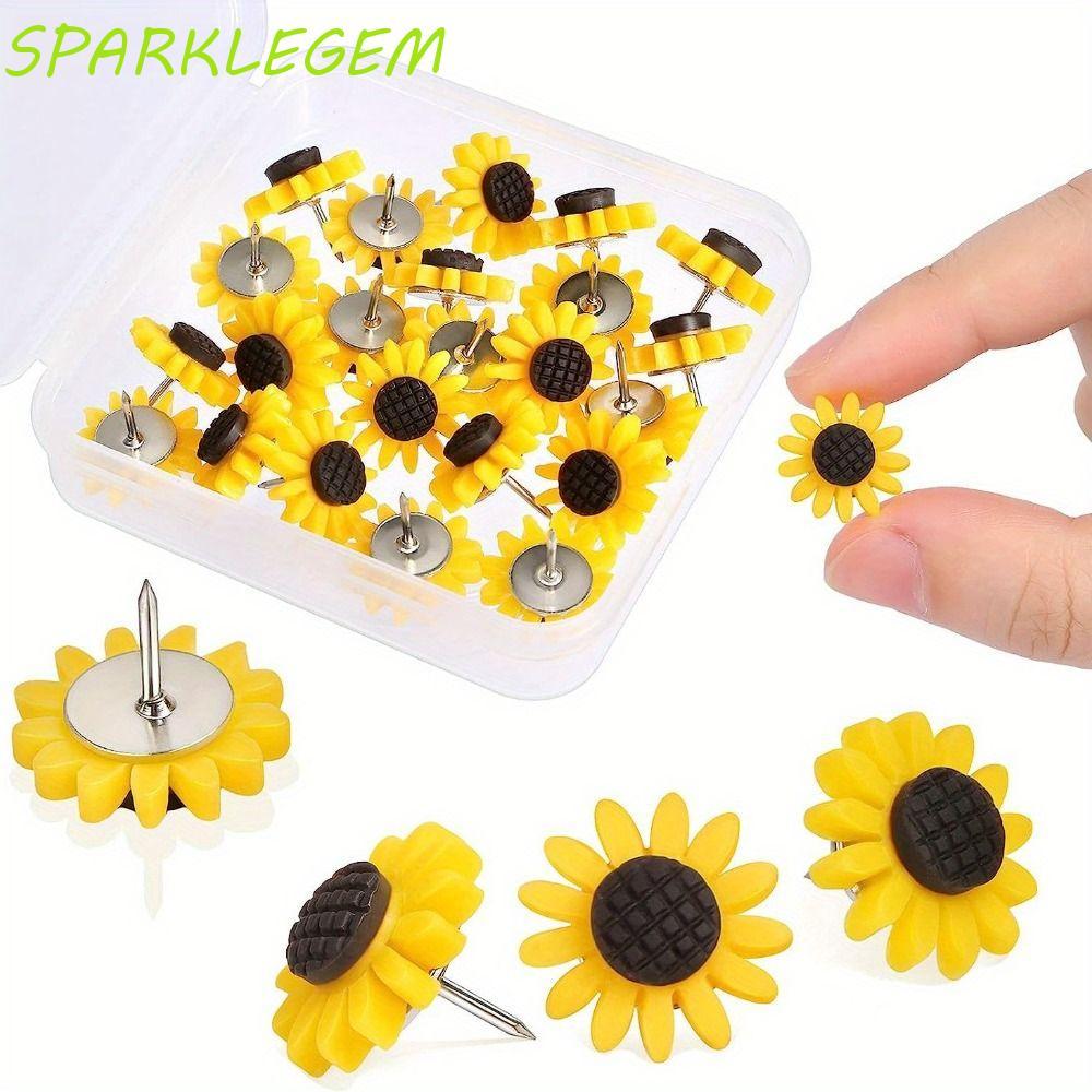 SPARKLEGEM 10/20/30/40/50Pcs Sunflower Pushpins, Creative DIY Board Push Pin,แบบพกพาน่ารัก 3D Photo Wall Decorดอกไม้สีPush Pinsเครื่องเขียน