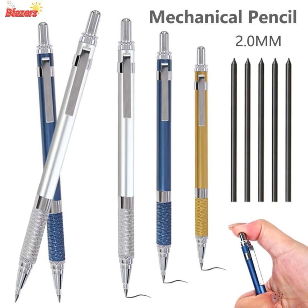 BLAZERS Propelling Pencil, ดินสอกดโลหะแรงโน้มถ่วงต่ํา, Professional 2.0MM Sketch Pencil Sketch Comic