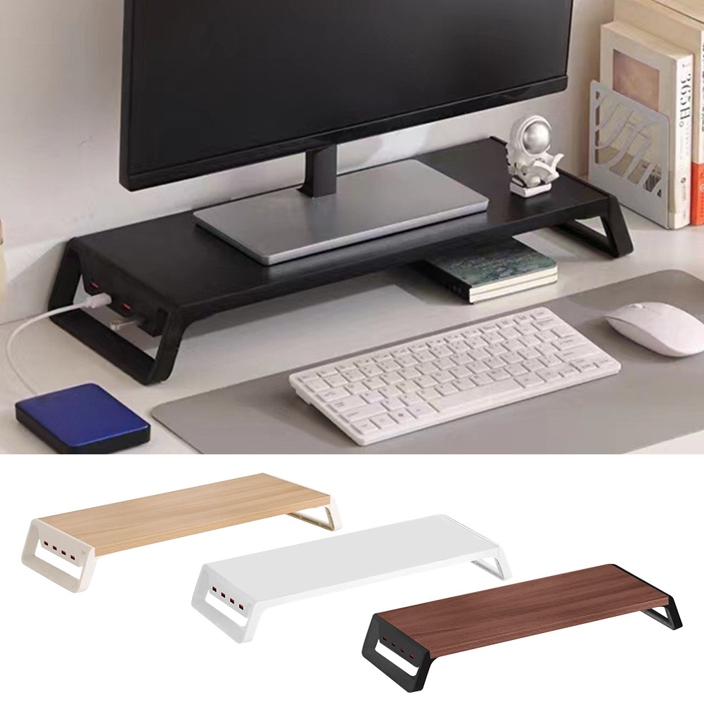 ชั้นวางจอคอม USB พร้อมช่องเก็บฮาร์ดดิสก์ เมาส์ คีย์บอร์ด สำหรับองค์กรสำนักงาน
