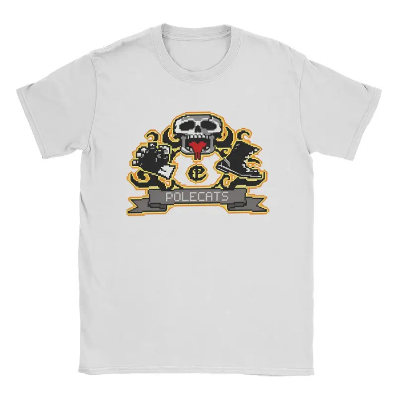 เสื้อยืดผู้ชายลาย Full Throttle Polecats สไตล์เรโทร พิกเซล เสื้อยืดผ้าฝ้ายแขนสั้น เสื้อยืดเกม DOS คอ