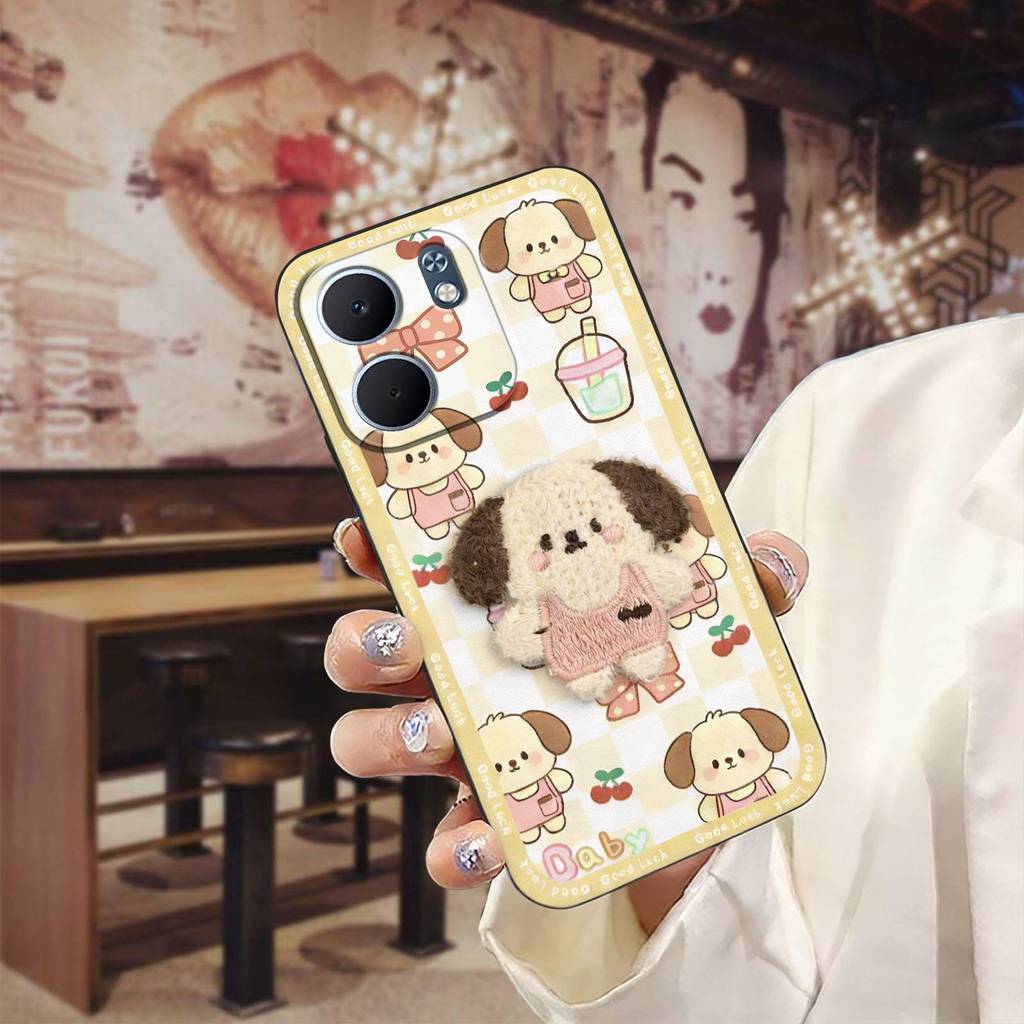 กันกระแทกป้องกันฝุ่นสําหรับ OPPO A5X 5G/4G 2025 Global ซิลิโคนแฟชั่นออกแบบทนทาน 3D ผ้า Patch การ์ตูน