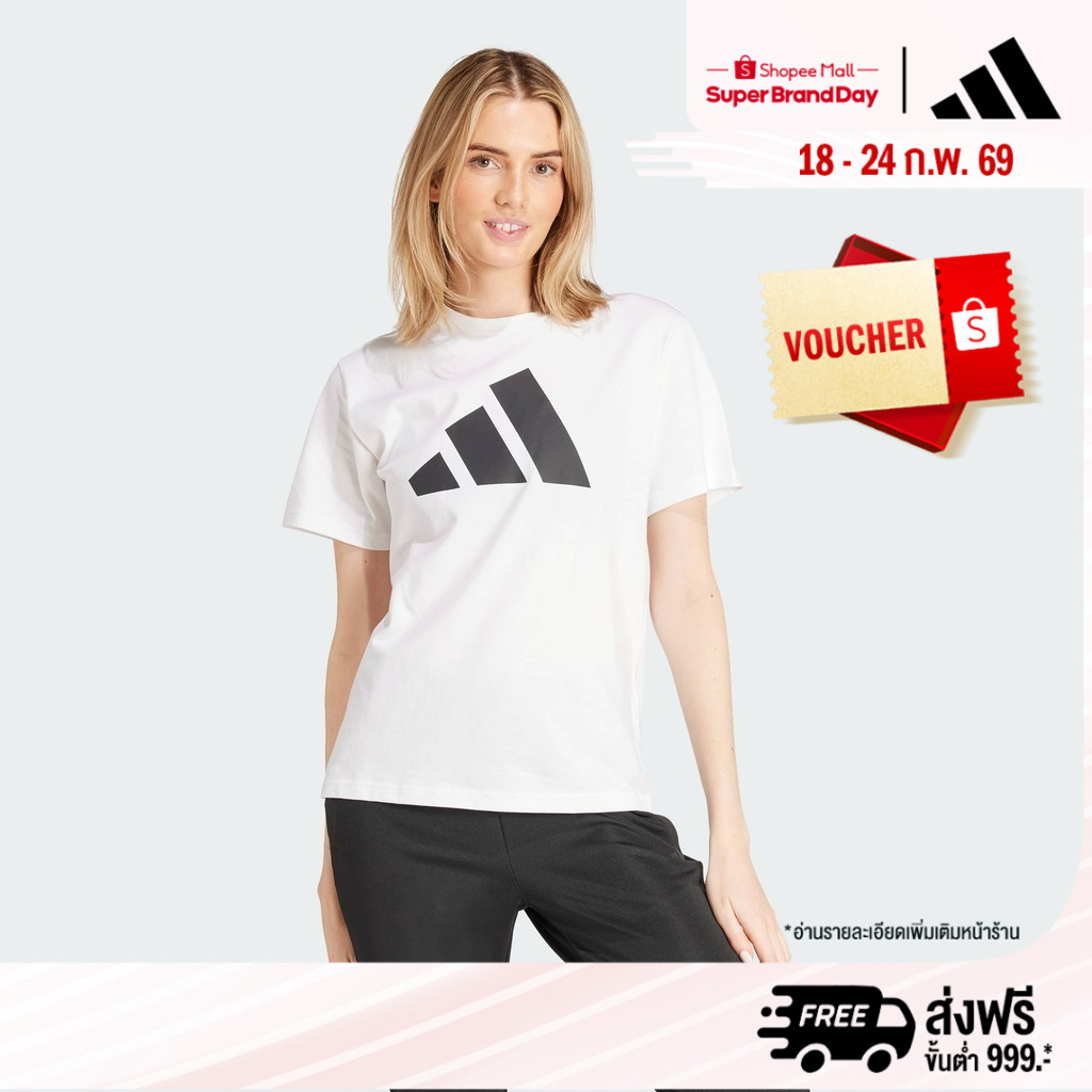 adidas ไลฟ์สไตล์ เสื้อยืดพิมพ์ลาย Pwr 3 ผู้หญิง สีขาว IY8633